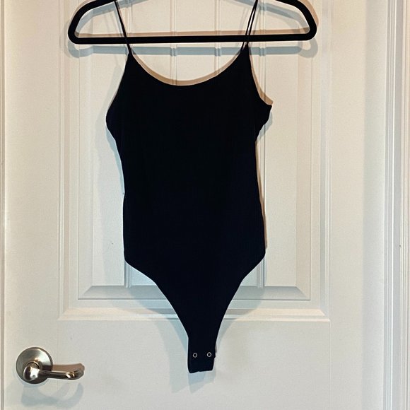 Maroon Black White Ribbed Spaghetti Strap Bodysuit - Picture 5 of 11